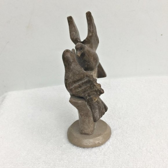 Love Birds Figurine Brown Tan Carved Stone 4 1/2" - Picture 4 of 8